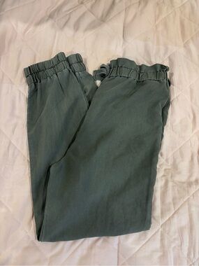 art class Olive Green Elastic Waist Pull-On Paper Bag Pants